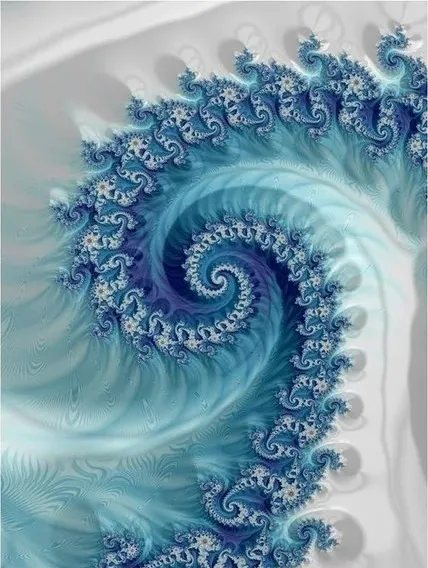 A spiral of blue and white water